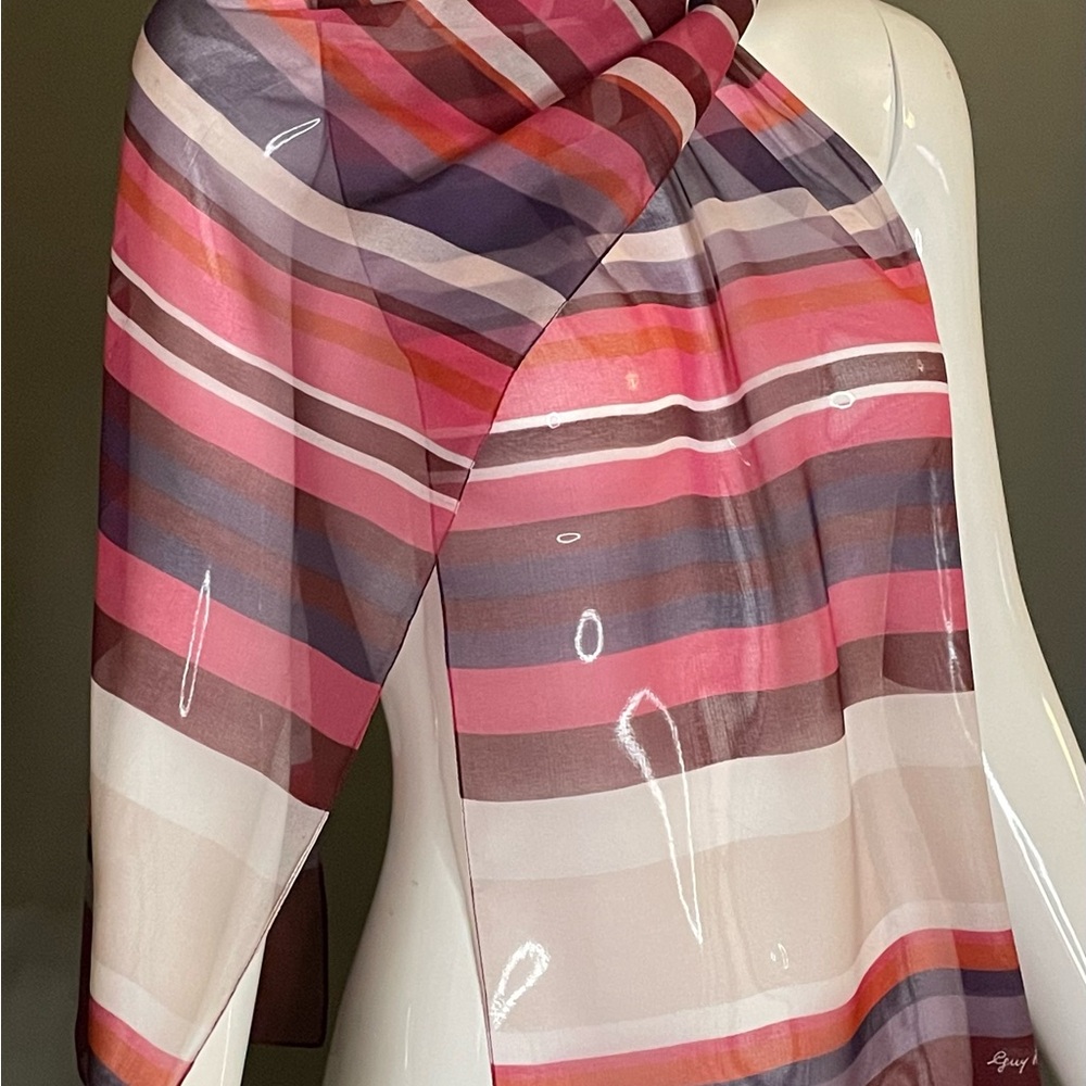 Lovely Vintage Guy St Honore Scarf Large 13 In by 62 In Excellent Condition - Picture 3 of 9